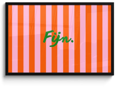 Poster in lijst - Fotolijst 90x60 cm - Posters - Patroon - Oranje - Fijn - Strepen - Posterlijst zwart - Decoratie - Wanddecoratie woonkamer - Muurdecoratie slaapkamer