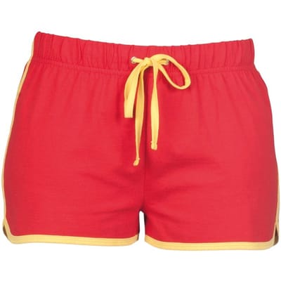 SF Women Dames/dames Retro Shorts (Rood/Geel)