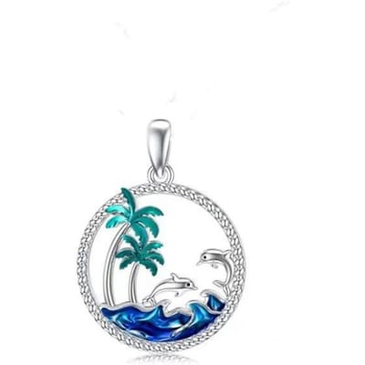 S925 Sterling zilveren zomerbries blauwe oceaan kokosnoot hanger uitgeholde fashion design ketting white