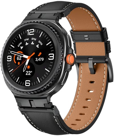 Strap-it Luxe leren bandje met gespsluiting - horlogeband leer geschikt voor Samsung Galaxy Watch 9 (40/44mm) / Watch 8 (40/44mm) / 8 Classic (46mm) - zwart