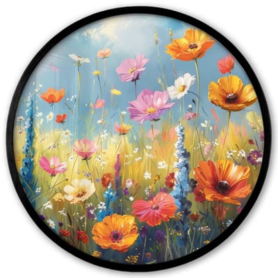 Poster in lijst Rond - Fotolijst 40x40 cm - Posters - Bloemen - Natuur - Botanisch - Kunst - Ronde posterlijst zwart - Decoratie - Wanddecoratie woonkamer - Muurdecoratie slaapkamer