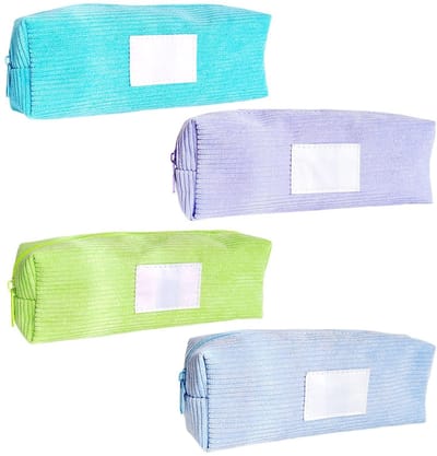 Dailygoods- Pennenzak Grote Capaciteit - 4 Stuks - Fleece - Geschikt voor Studie/Office - Lichtpaars/Blauw/Neon Groen/Lichtblauw - Duurzaam en Comfortabel - Pencil Case