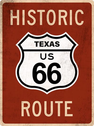 Signs USA - retro wandbord - dibond - Route 66 - Texas - 33 x 44 cm