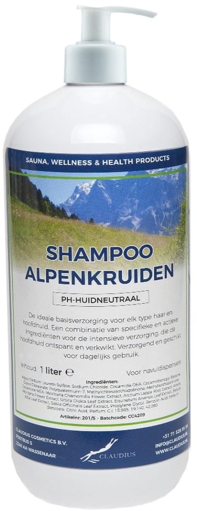 Shampoo Alpenkruiden - 1 liter met witte pomp - Haarverzorging