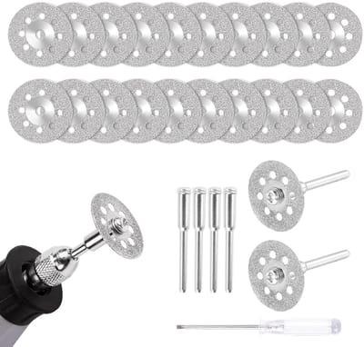 Snijschijven voor Rotatietools - 20 Stuks 22 mm met 4 Stuks 3 mm Mandrel - Voor Steen, Glas en Tegels