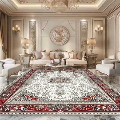 Tapis Persan de Luxe Salon Décoration Chambre à Coucher Haut de Gamme Beau Grand Tapis Salon Antidérapant Doux Tapis de Sol de Chevet 160*200cm