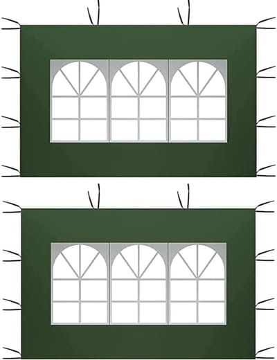 Zijpanelen voor paviljoen met PVC-venster - 2 stuks - Waterdicht en UV-bescherming - Ideaal voor tuin en outdoor evenementen