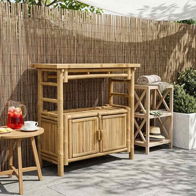 vidaXL - Wandtafel - met - plank - met - opslag - Naturel - 80 - x - 35 - x - 75 - cm - Bamboe