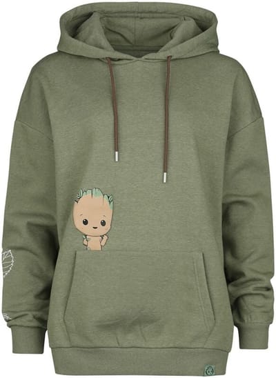 Guardians Of The Galaxy - Disney Trui met capuchon - Groot - Oversize - S tot XXL - voor Vrouwen - donkergroen gemêleerd