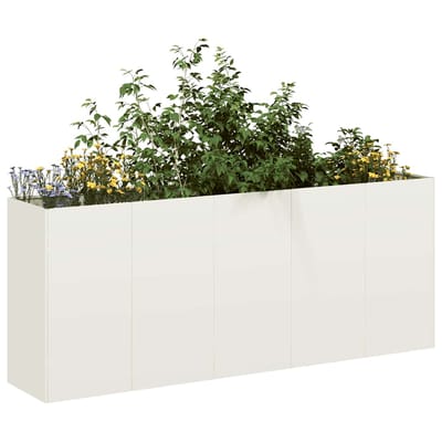 vidaXL - Plantenbak - 200x40x80 - cm - koudgewalst - staal - wit