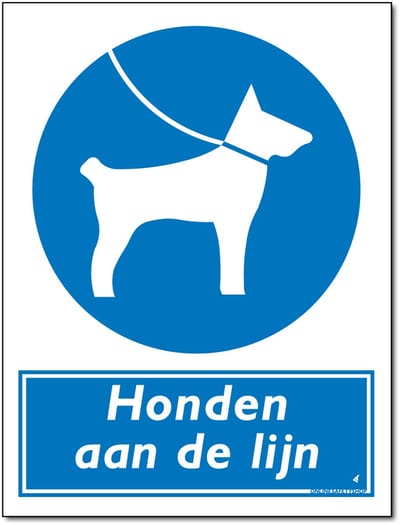 Honden aan de lijn bord - Aluminium - 30 x 40 cm - Weerbestendig