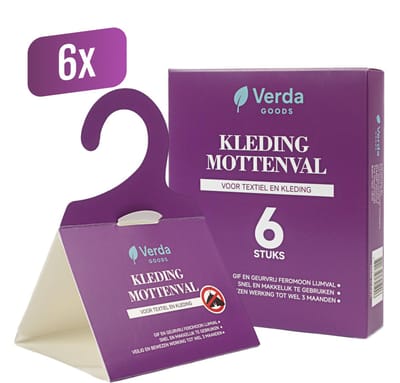 Verda Goods - Mottenval Kledingmotten - 6 stuks - Mottenballen Kledingkast - Motten - Mottenvallen - Feromoonval - Kledingmotten - Kleding Mottenval - Mottenvanger - Mottenpapier - Mottenval