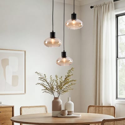 LumenXL Moderne hanglamp - amber glas, 3-lichts - Vida