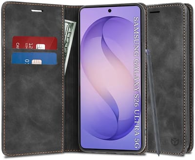Hoesje geschikt voor Samsung Galaxy S26 Ultra - Techsuit Confy Book Wallet Case - Zwart