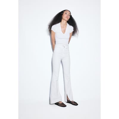 Stradivarius D74 flared split jeans  Wit 32