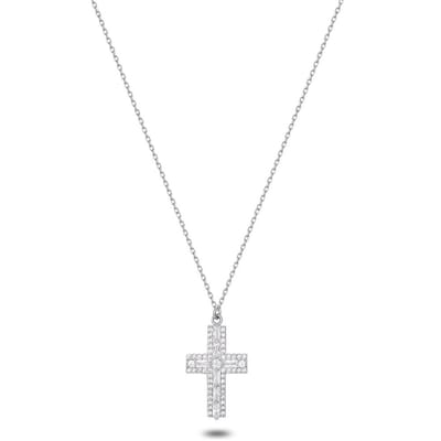 Twice As Nice Halsketting in zilver, kruis 40cm+5cm
