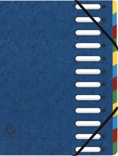 Exacompta 6x Sorteermap HARMONIKA® met uitrekbare rug en uitgesneden vensters - 12 indelingen - Blauw - 55122E