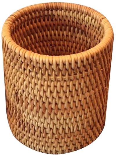 Dailygoody - Rotan Opbergmand - Multifunctionele Organizer - Bruin - Pennenhouder - Bureaublad Organizer - Geschikt voor Thuis en Kantoor