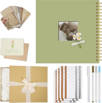 Fotoalbum Set - Scrapbook Album - Herinneringen Bewaren - Zelf Ontwerpen - 25.5x25.5 cm - Lichtgroen