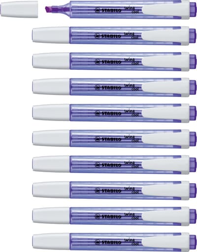 STABILO swing cool - Markeerstift - Perfect Voor Onderweg - Lavendel - Doos 10 Stuks