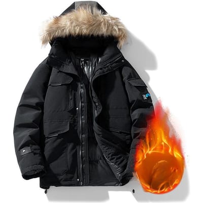 Gewatteerde Jas Dons Gewatteerde Jas Nieuwe Herfst en Winter Trui Kraag Gewatteerde Jas Heren Verdikte Jas Middellang en Lang 4XL black