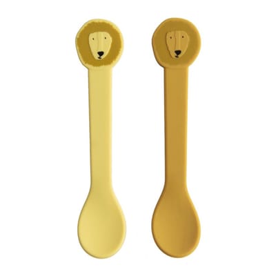 Trixie Siliconen lepel 2-pack Mr. Lion - Kinderservies - Stainless Steel & 100% Food Grade Silicone - Set 2 lepels - Vaatwasbestendig