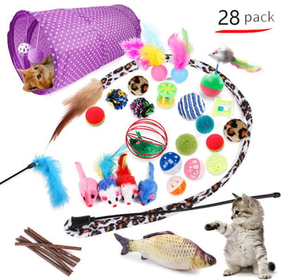 Kattenspeelgoed Set 28-delig – Complete Speelset met Tunnel, Speelmuisjes, Ballen & Catnip – Voor Actieve en Gelukkige Katten