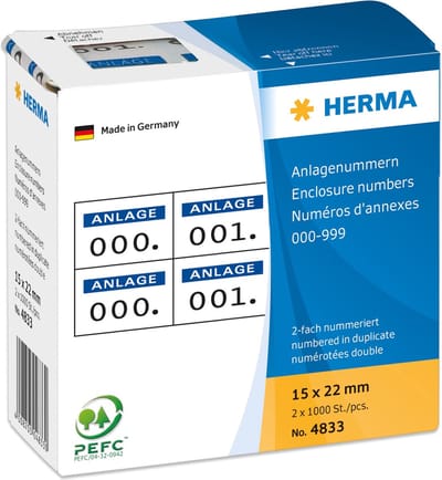 HERMA Zelfkl. nummers 15x22 mm