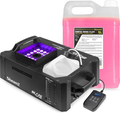 BeamZ BLAZE1800 rookmachine met CO2 vloeistof - horizontale en verticale rook - met 24x 4W RGBA LED’s