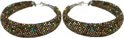 Behave Feestelijke glitter oorbellen dames - glam oorringen - goud bruin - 5cm