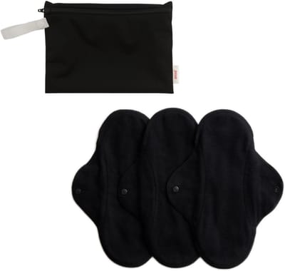 ImseVimse Wasbaar Maandverband Normaal met Wetbag 3 stuks - Zwart
