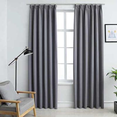 vidaXL - Gordijnen - verduisterend - met - haken - 2 - st - 140x175 - cm - grijs