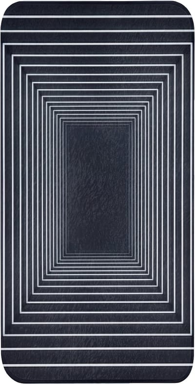 WC mat 60x120 cm - Antislip - Lijnen - Hypnotiserend - Zwart - Toiletmat - Vloermat - Douchemat - Toilet tapijt - Toiletmatten