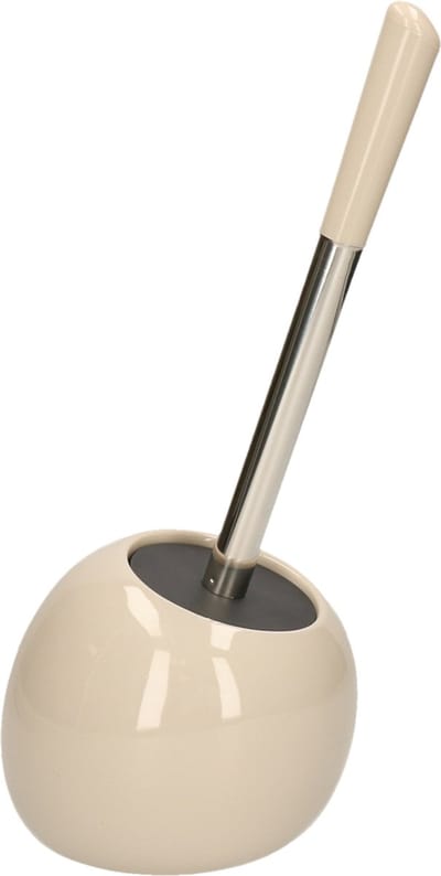 5Five WC-/toiletborstel met houder rond - beige glans - keramiek - 36 cm