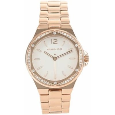 Michael Kors Quartz Horloge Roestvrijstalen Band 44 mm Wit Wijzerplaat Dameshorloges Zilver MK1053SET White Dial beige