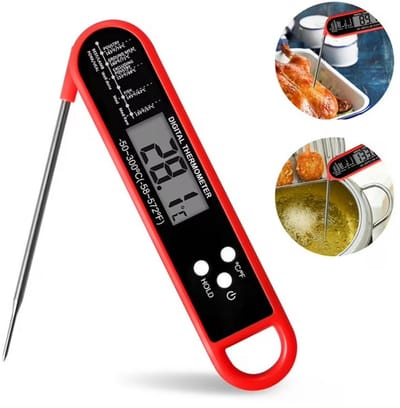 Thermometer - Instant Read Vleesthermometer - Digitale Keuken Thermometer - Voor Koken, Bakken en Melk - Rood - Van -50~300°C - 1 stuk