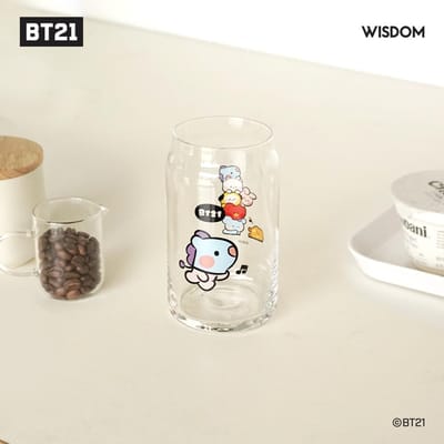 BTS (BangTan-jongens) BT21 Minini glazen beker, officieel, origineel, authentiek, K-POP, idool beige