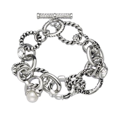 Behave - Zilverkleurige armband - Parelmoer accenten - Klassieke stijl