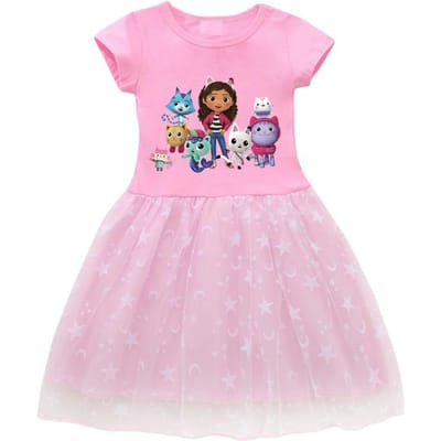 Nouvelle Robe d'Été Cartoon Gabby Cats pour Bébés Filles Robe Princesse Sac Bandeau Enfants Déguisement Cosplay Maison de Poupées de Gabby 110 white