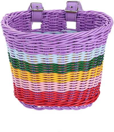 Kinderfietsmand - Stuurmand Gevlochten - Fietsen Buiten - Waterbestendig Materiaal - Grootste Maat 25cm - Regenboog