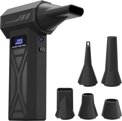Draagbare Mini Ventilator met 4 Snelheden en 4000 mAh Batterij voor Stofblazen, Schoonmaak en Auto Onderhoud