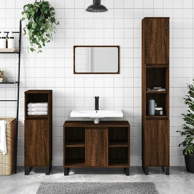 vidaXL - Badkamerkast - 80x33x60 - cm - bewerkt - hout - bruin - eikenkleur
