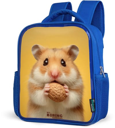 NoBoringSuitcases.com® - Rugzak blauw - Schooltas jongens - Hamster met walnoot - Kinder rugtas jongen - Boekentas kind - Kinderrugzak voor school - Schoolrugzak