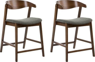 LILLY - Barstoel set van 2 - Donkerbruin/Groen - Polyester