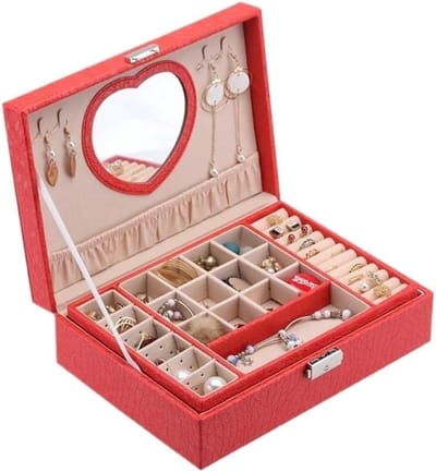 Sieradenkist - Opbergdoos Organizer - Sieraden Opbergen - Ruim Interieur - 26x18.5x8cm - Rood