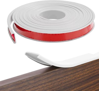 Dailygoods - U-vorm Zelfklevende meubelrandband, 6 m x 16 mm, flexibele meubelrandband, randbescherming, zelfklevend, TPE, opvouwbare randbescherming, rubber voor kastranden, eindlijst, plafondranden (wit)