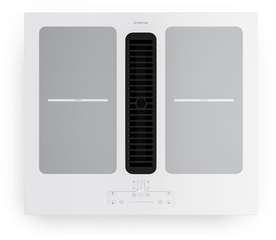 Klarstein Inductiekookplaat Full House met afzuiging - 60 cm, 4 zones, flexzones, 6000 W boost, geïntegreerde downdraft afzuiging 530.1m³/h, touch control, timer, kinderslot, glaskeramiek, wit - Induction Hob - Inductie Kookveld