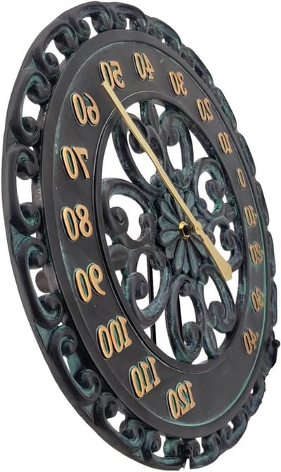 Hangende Thermometer - Decoratieve Klok - Buiten Temperatuur - Geen Batterijen Nodig - 45.5 x 40.3 cm - Vintage Bruin