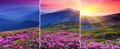 Diamond Painting Pakket - 3 Losse Delen - Zonsondergang - 120x50 cm - Complete Set - Volledige Bedekking - Ronde Steentjes