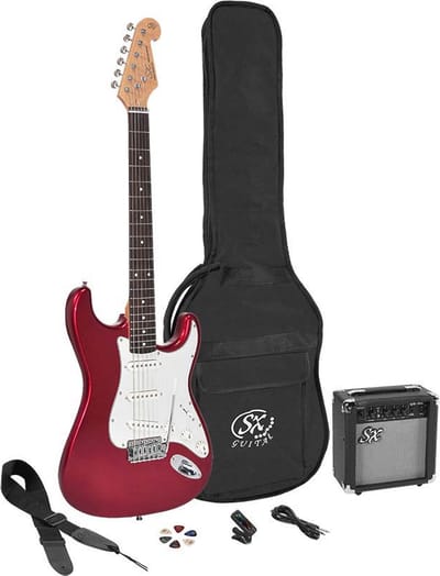Elektrische gitaarpakket 3/4 SX met versterker SE1SK34-CAR Candy Apple Rood